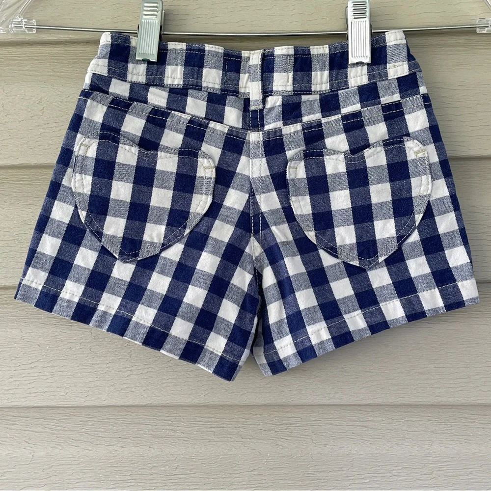 Mini Boden Girl's Navy Blue and White Plaid Checkered Shorts Size 6Y